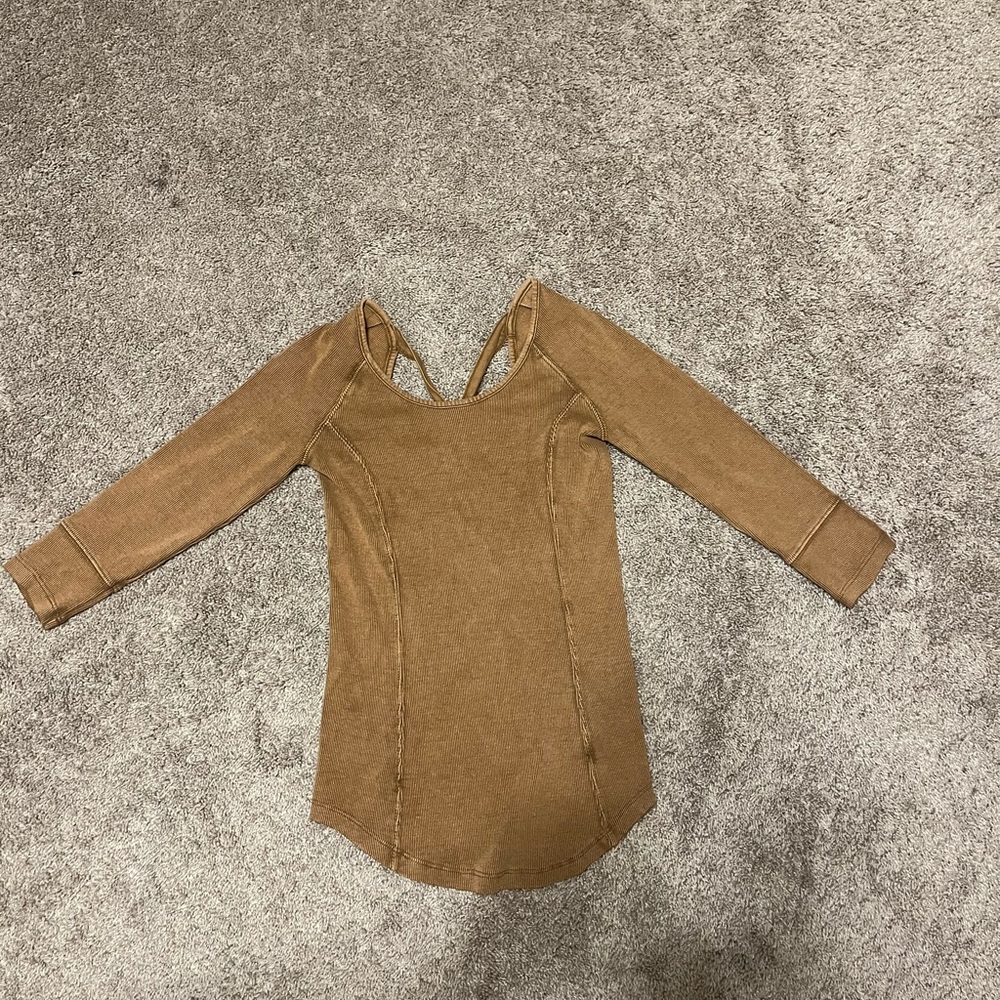 Free People Tan Long Sleeve Top